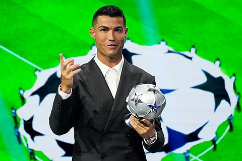 2024-25 UEFA Champions League Draw: Cristiano Ronaldo, the all-time leading goalscorer in the Champions League, speaks after receiving a special award